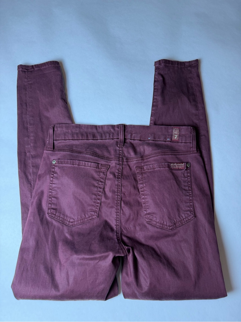 7 For All Mankind Skinny Jeans in Burgundy - Picture 5 of 6